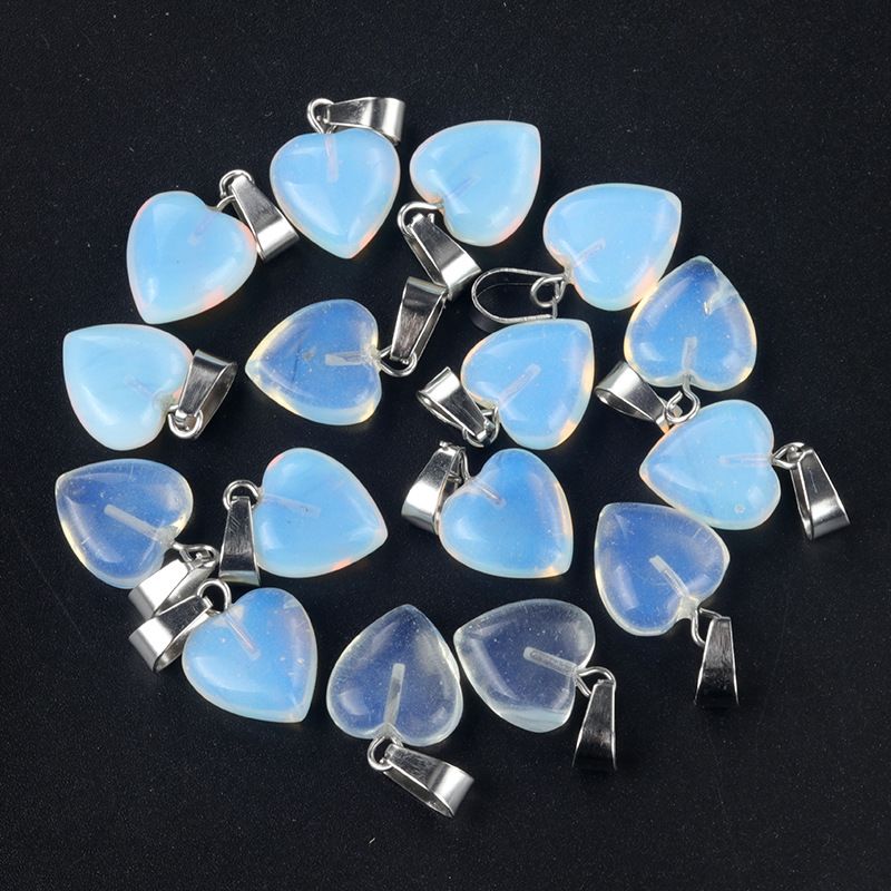 1676-13Mm pingente de amor, pingente de amor de pedra de cristal de ágata natural DIY colar em forma de coração acessórios de jóias