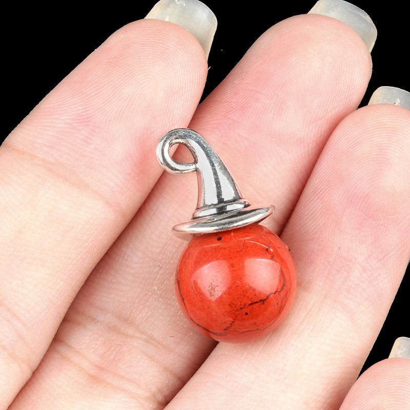 1984-12Mm pingente de chapéu de mago de ametista, chapéu de bruxa de ágata de halloween acessórios de DIY materiais
