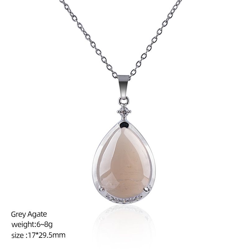 Pingente de gota de água de cristal natural popular com corrente de clavícula incrustada de cobre diamante colar de gota de água de ametista natural