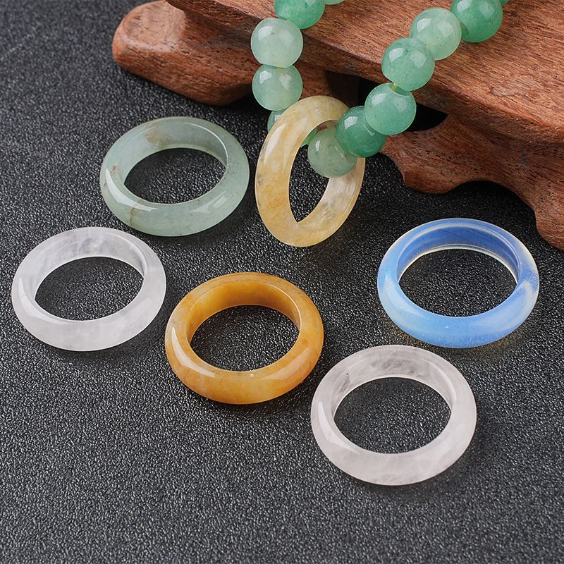 Anéis de cristal natural, pulseiras de mão masculinas e femininas, anéis de corrida, acessórios, anéis de pedra semipreciosa ins nicho high-end sense