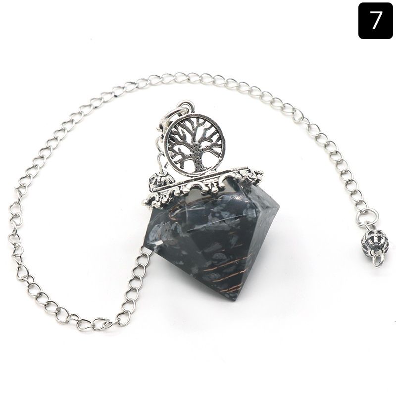 1413-Pêndulo em forma de diamante resina de ágata de cristal natural cascalho pêndulo em forma de diamante