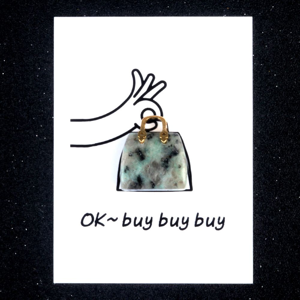 1801-Card Series Natural Crystal Agate 28mm Bag Cartão criativo divertido
