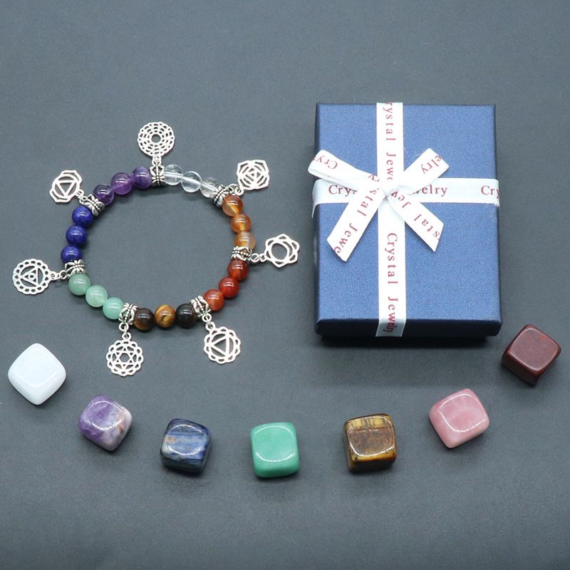 1296 - Cristal Natural Pedra de Sete Cores, Blocos Irregulares de Sete Cores, Pulseira de Yoga de Chakra, Conjunto de Pedras de Sete Cores