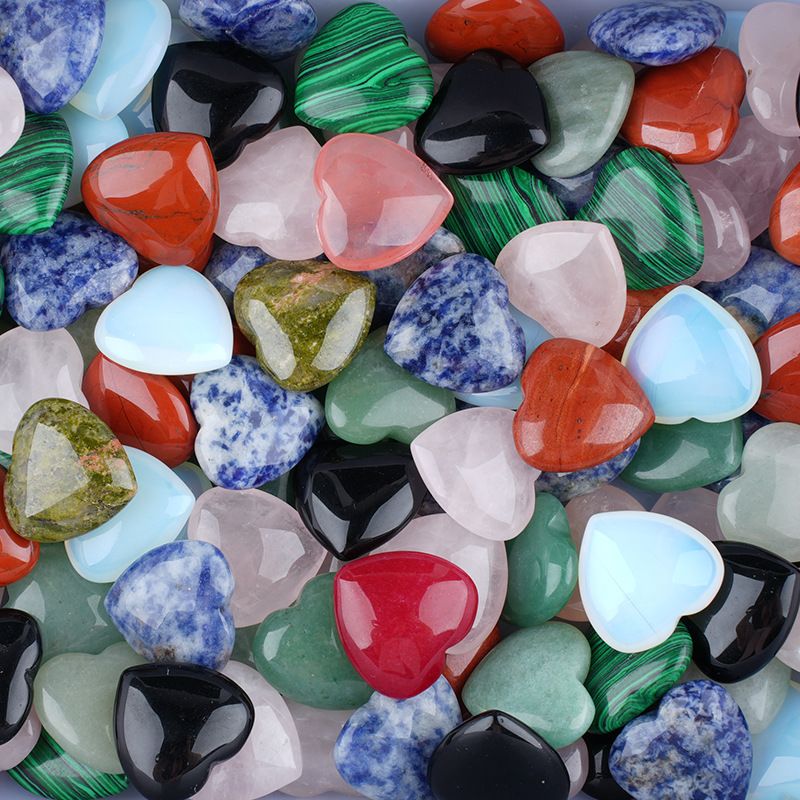 25Mm pedra de cristal natural amor pequeno ornamento pedra natural não porosa em forma de coração pedra solta