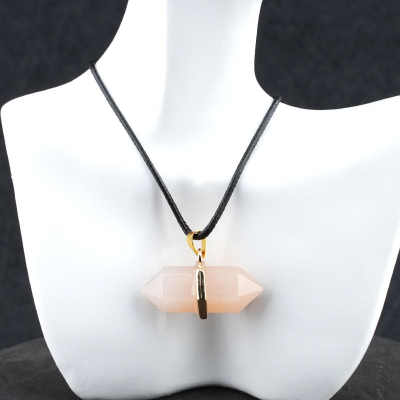 Colar de pilar hexagonal de pedra de cristal natural 13 * 36mm bala pingente de jóias DIY