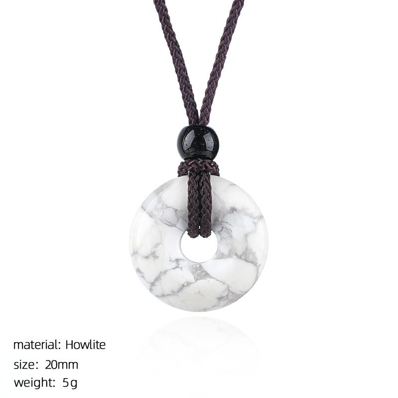 Colar de fivela de segurança de ágata de cristal 20Mm Nova pedra natural chinesa gravada em volta de ágata pingente de fivela de segurança nostálgica