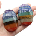 1384-Jogo oval de pedra colorida, cabeça de pedra colorida natural em forma de ovo, processo de emenda do chakra de pedra de jogo