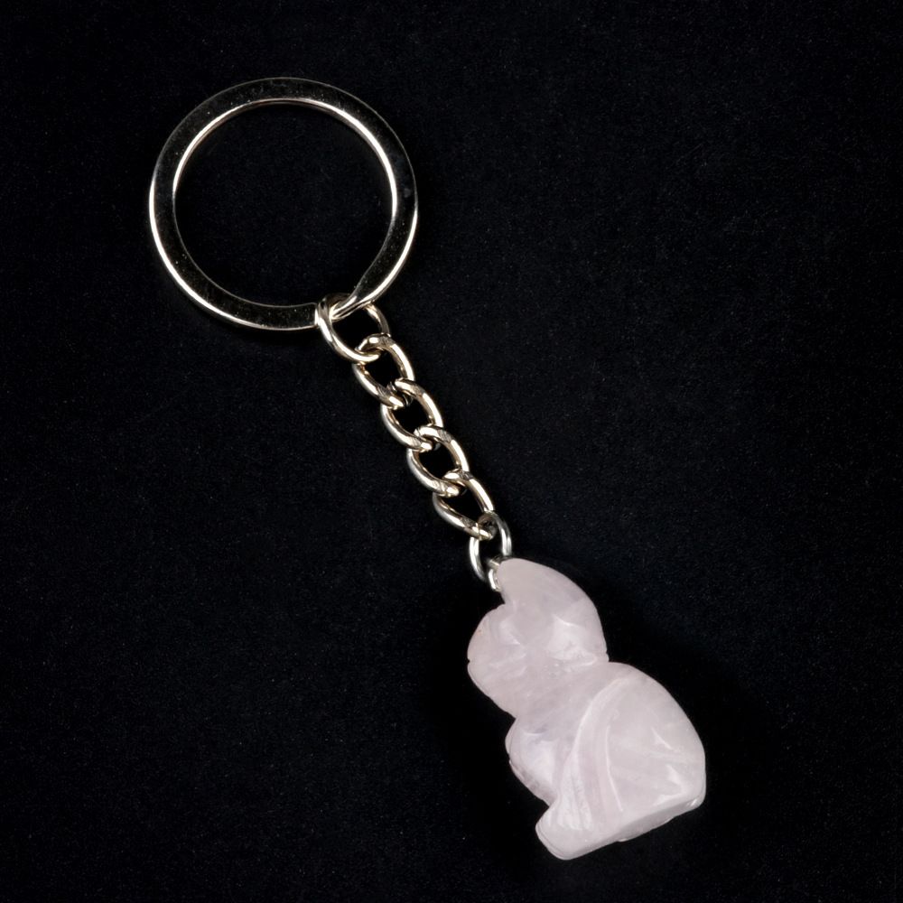 1943-Gravado gatinho chaveiro, pedra de cristal gravado animal pingente chaveiro