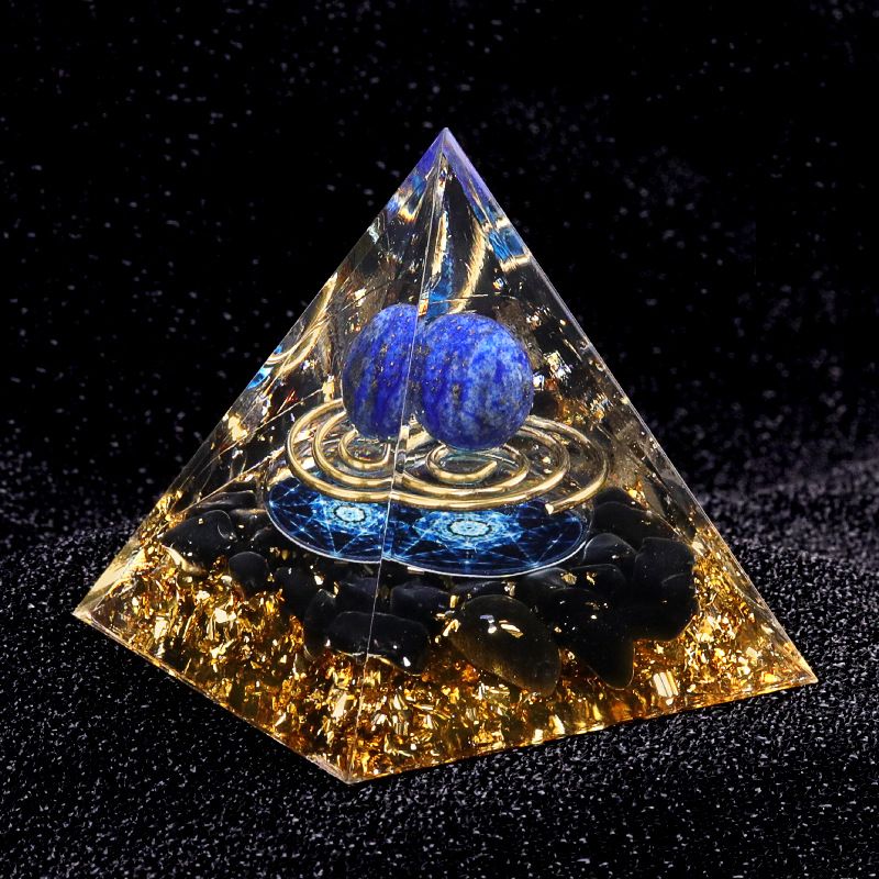 Anel de aço pirâmide de 5cm pequena bola de cascalho Pirâmide epóxi ornamento de artesanato
