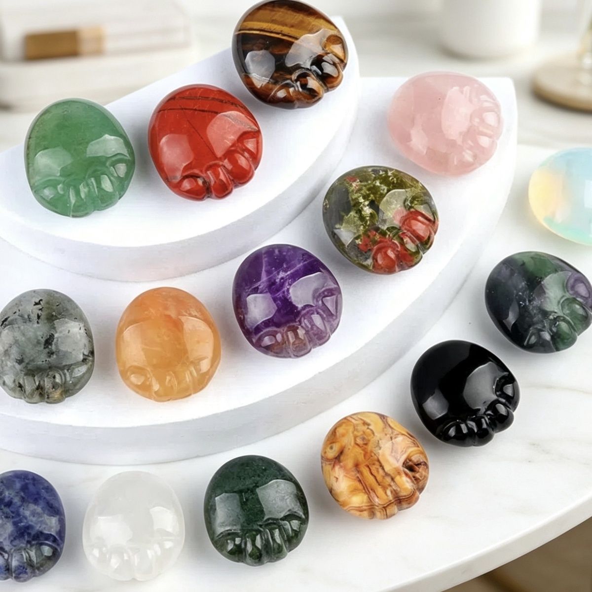 Natural cristal ágata pedra pequenos pés gato garra ornamento criativo escritório desktop decoração presente