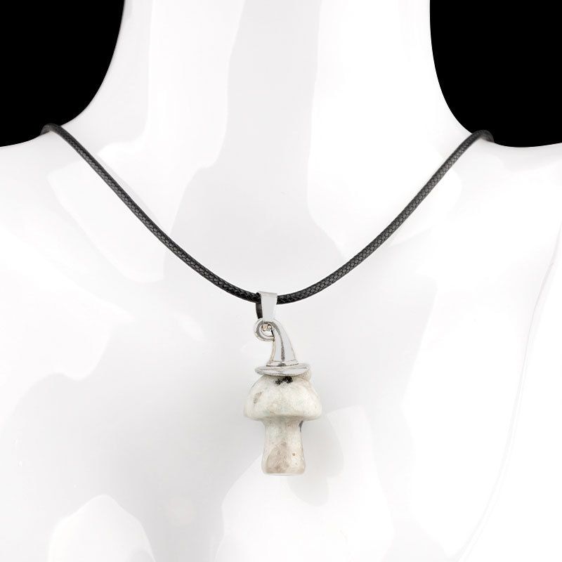 Pingente De Cogumelo De Chapéu De Bruxa De Cristal Natural