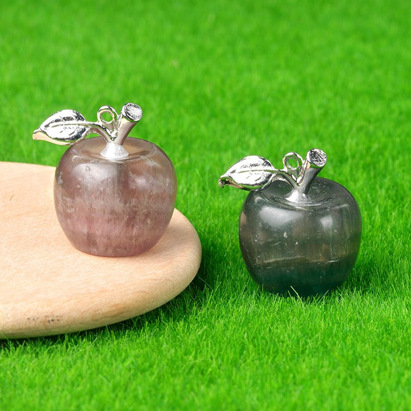 1718-Mini Pingente de Maçã de Cristal Natural Pingente de Maçã Pequeno, Véspera de Natal