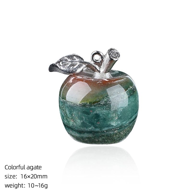 Maçã de cristal natural de 20Mm, colar artesanal de presente de Natal de véspera de Natal, pingente de maçã pequena de pedra natural.