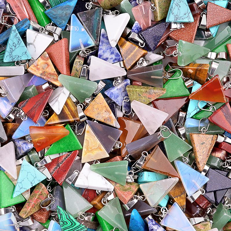 1455-20Mm Pingente Triângulo, Cristal Natural Pingente Triângulo de Pedra Semi-Preciosa Brincos DIY Colar Acessórios