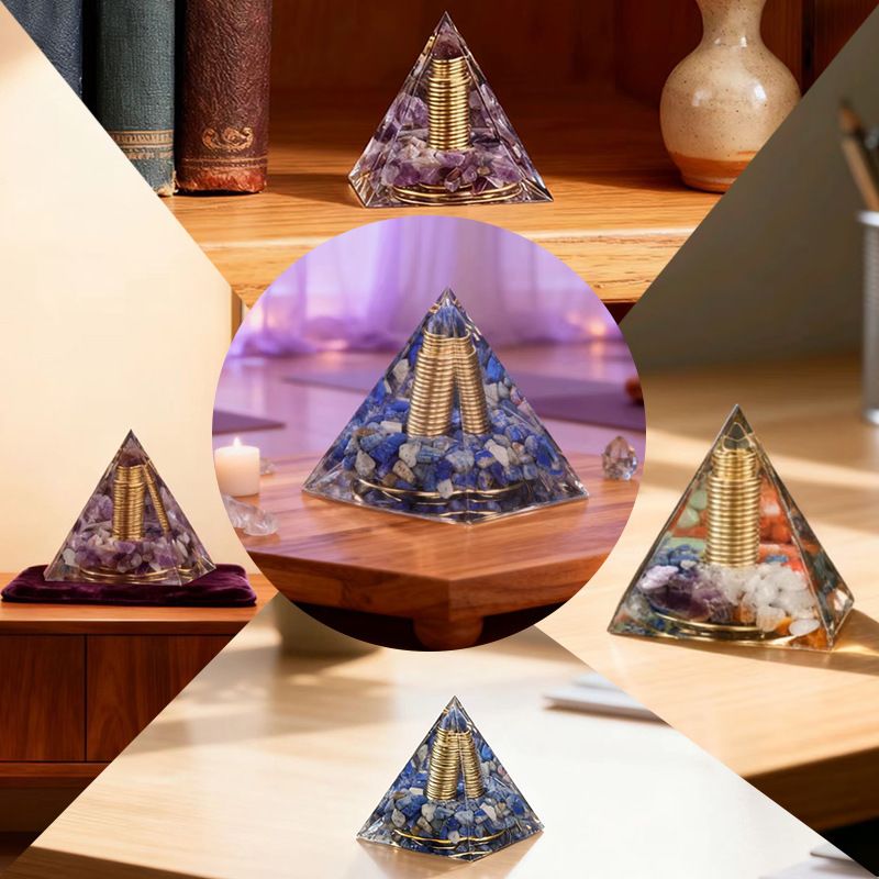 Artesanato de pirâmide de resina de venda quente Ornamento de pirâmide de cristal epóxi criativo feito à mão