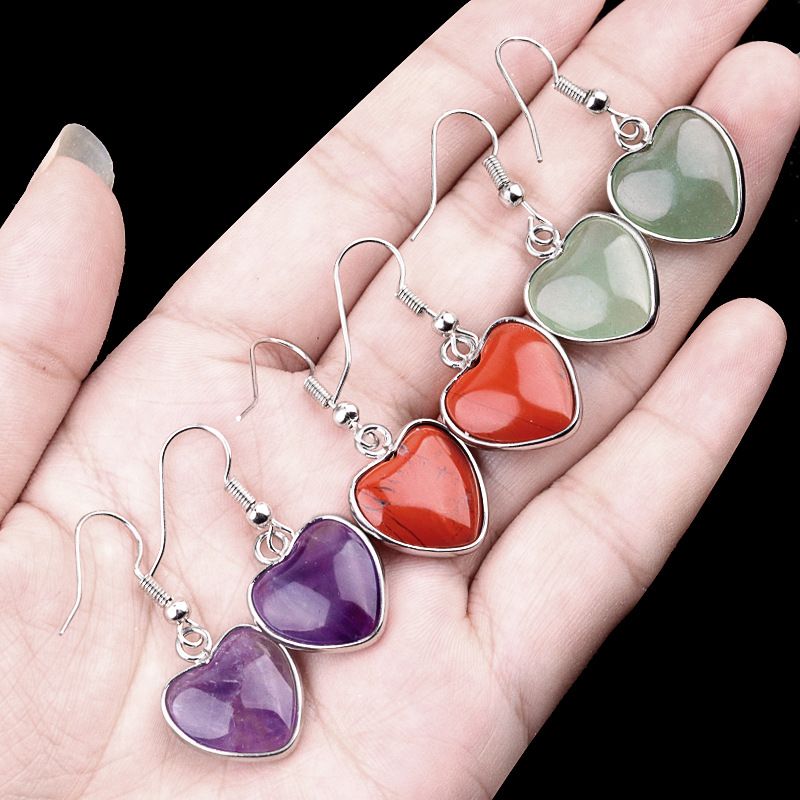 2091-Amethyst agate stone love brincos brincos de pedra preciosa luz luxo