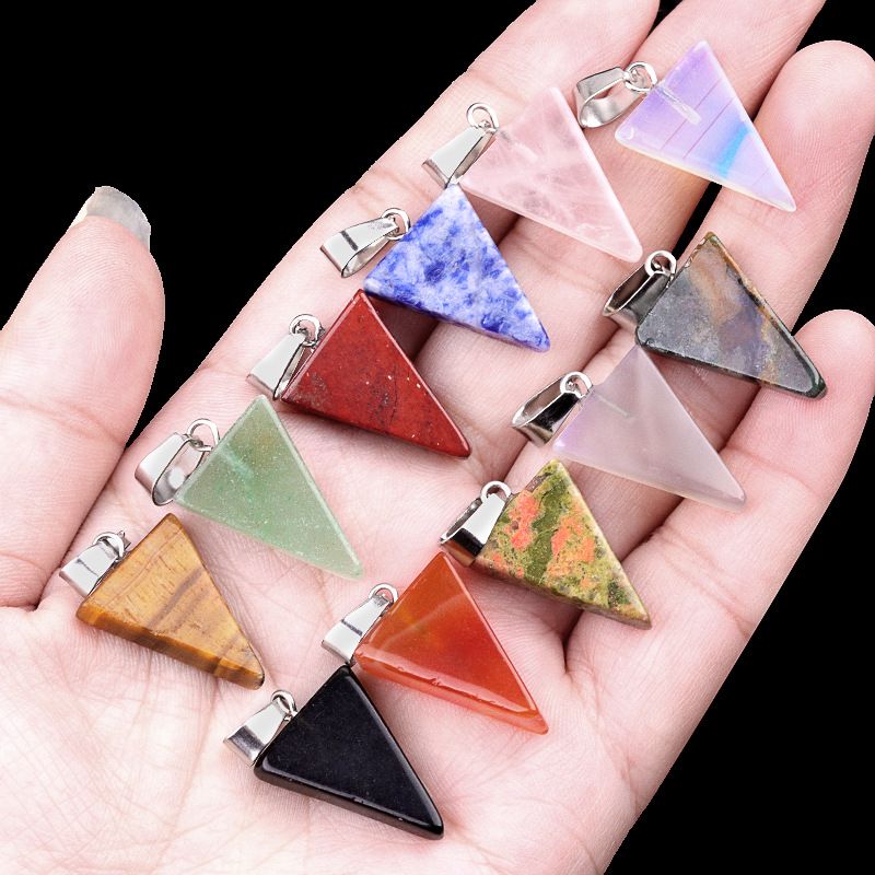 1455-20Mm Pingente Triângulo, Cristal Natural Pingente Triângulo de Pedra Semi-Preciosa Brincos DIY Colar Acessórios