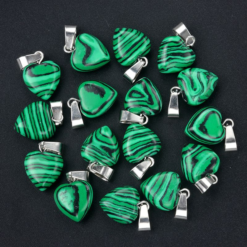 1676-13Mm pingente de amor, pingente de amor de pedra de cristal de ágata natural DIY colar em forma de coração acessórios de jóias