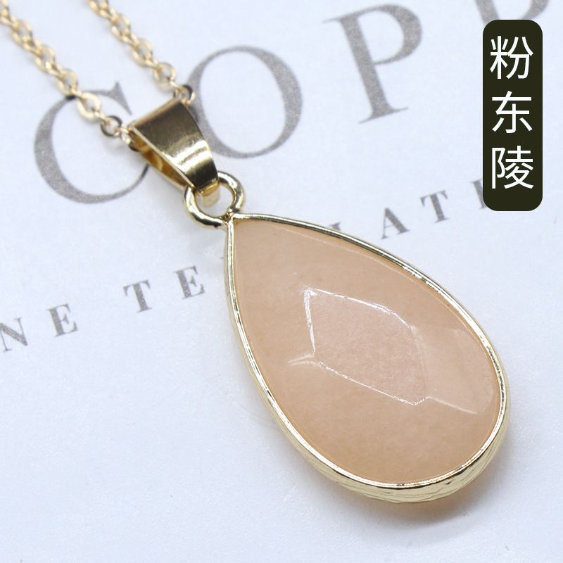 Pingente de bainha de corte de gota de água de jade de ágata de cristal natural, colar de gota de água de lápis-lazúli de cristal de pedra de olho de tigre