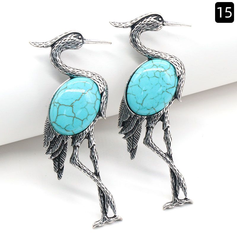 Pingente de broche incrustado de guindaste de coroa vermelha semi-preciosa de cristal natural de uso duplo, acessórios para jaqueta de alfinete de corsage