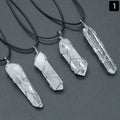 Coluna de cristal de pedra áspera de quartzo transparente 1448 pingente de enrolamento irregular ouro prata colar de cristal branco