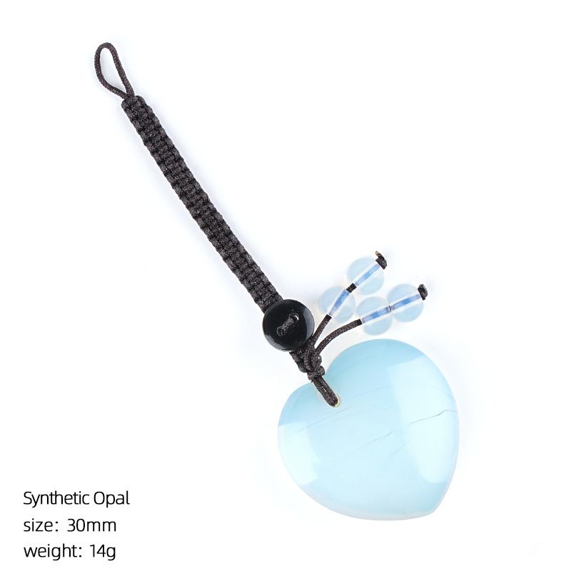 Pingente de cristal natural do amor do chaveiro tecido 30mm coração em forma de pedra natural amor bonito saco pingente