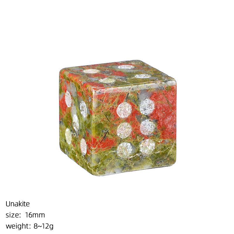 Dados de cristal natural de 16Mm divertidos pontos do jogo de tabuleiro adereços do jogo jateados em ângulo reto dados de pedra semipreciosa