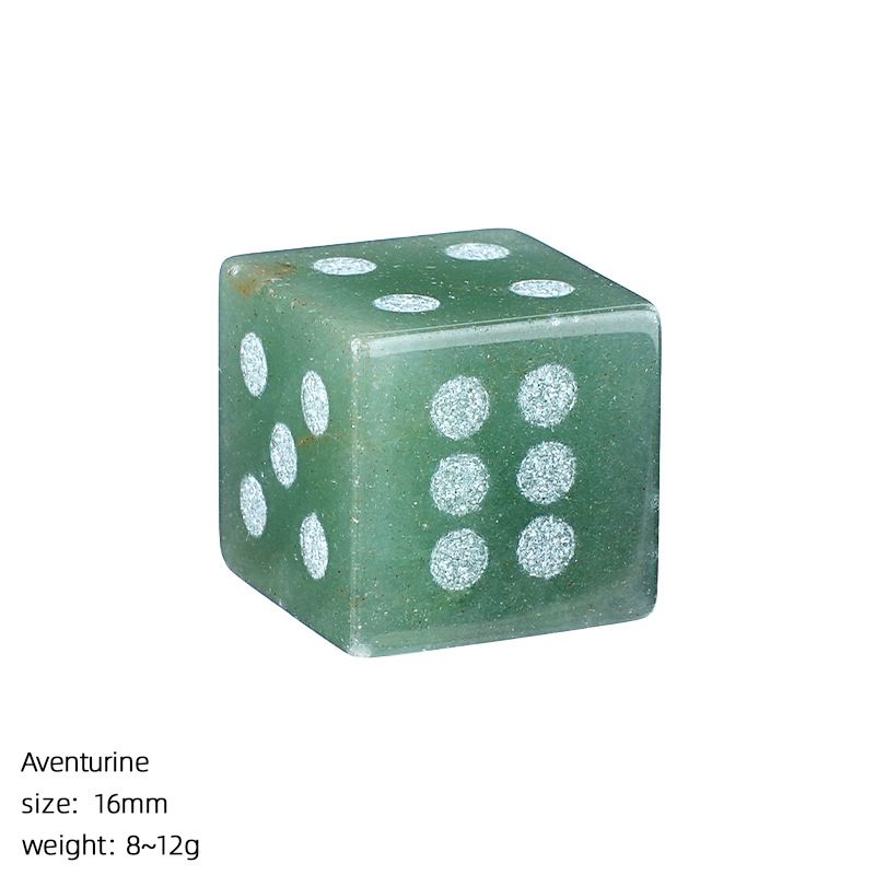Dados de cristal natural de 16Mm divertidos pontos do jogo de tabuleiro adereços do jogo jateados em ângulo reto dados de pedra semipreciosa