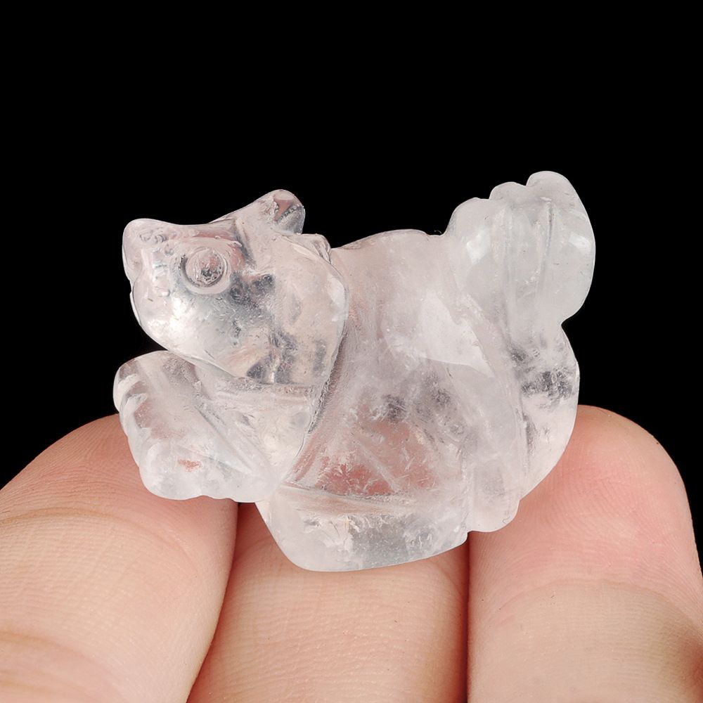 1917-1Em pedra de ágata de cristal natural de esquilo gravada mini enfeite artesanal de animal pequeno