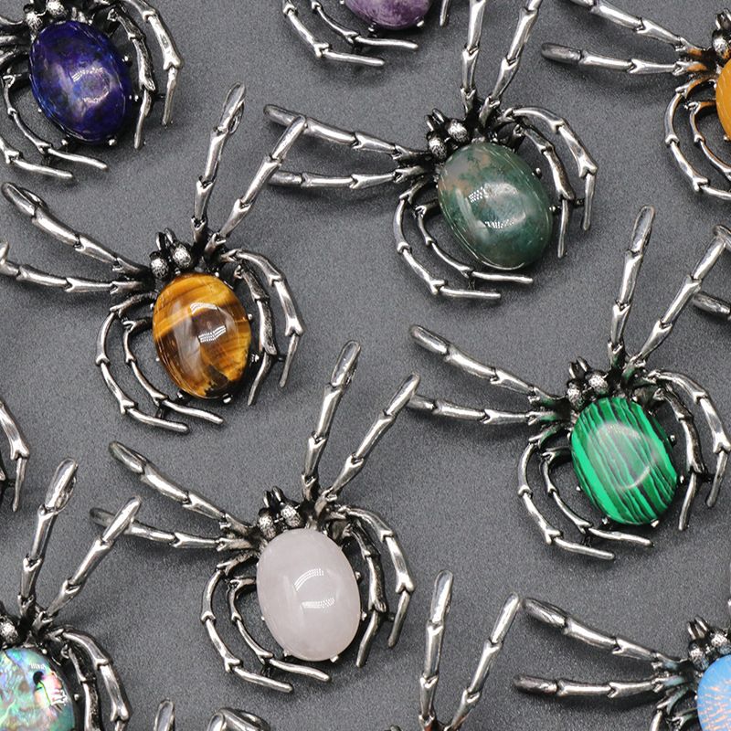 1585 Um pingente de broche de gema broche de aranha de cristal liga de ágata incrustada pingente de pedra preciosa