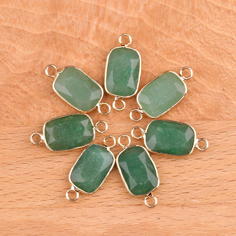 1637-Pingente de retângulo de furo duplo de cristal natural Acessórios de joias DIY Pulseira de colar Acessórios Conector