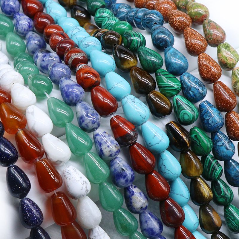 Cristal de contas tigre ágata vermelha verde Dongling turquesa contas soltas gota de água trabalho em andamento DIY jóias acessórios lote