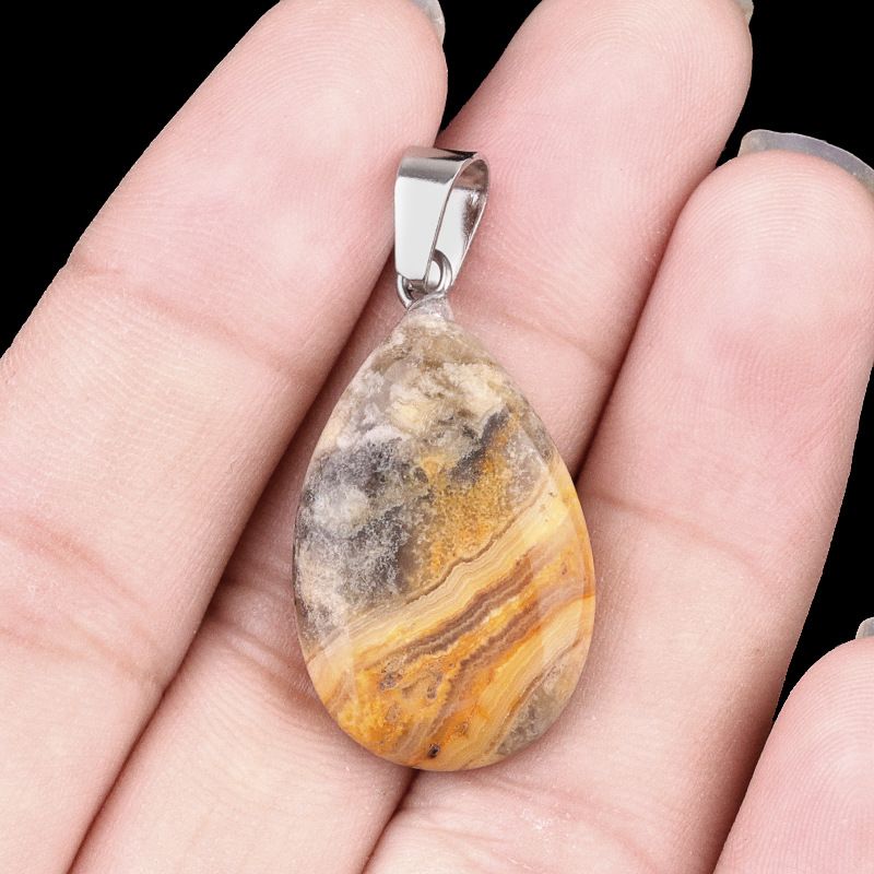 1743-16X24mm pedra de cristal natural ágata pingente de gota de água plana, pingente de pedra DIY acessórios de jóias
