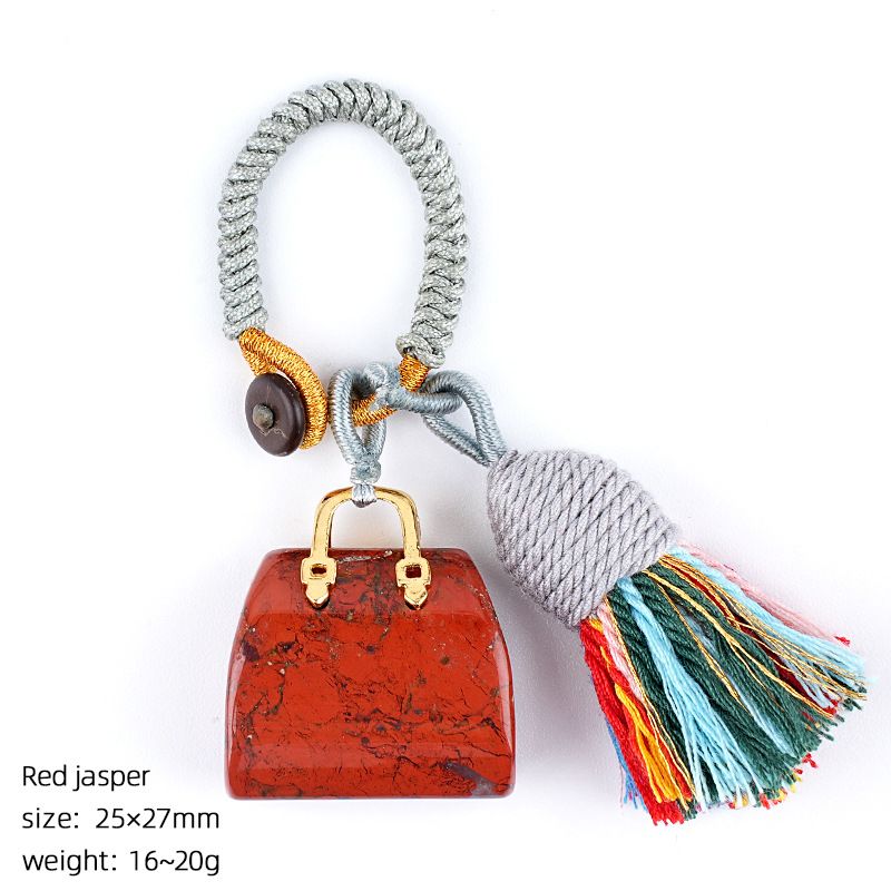 2485 Pedra natural semi-preciosa saco chaveiro criativo mão-tecido carro roupas acessórios cristal ágata pingente