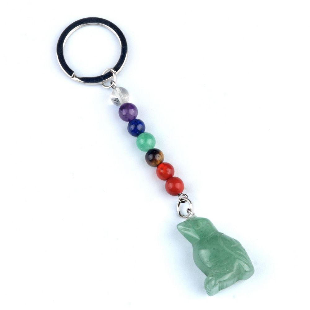 1952-Chaveiro de pássaro de pedra de cristal colorido, pingente de jóias de chakra, pingente de chaveiro de animal pequeno
