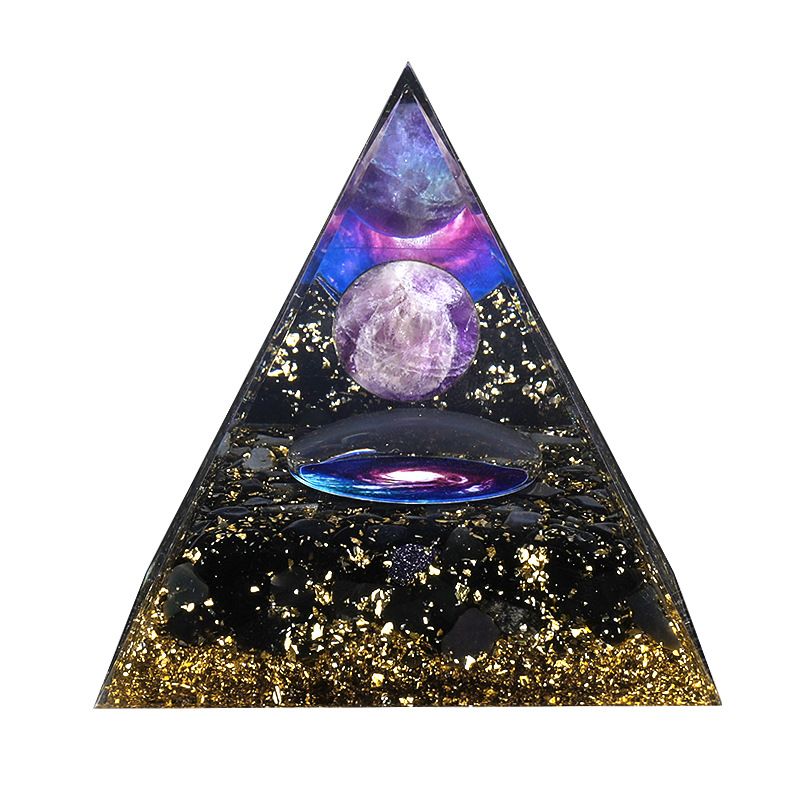Pirâmide de cristal de venda quente novo criativo casa desktop artesanal Epóxi degaussing cristal bola pirâmide ornamento