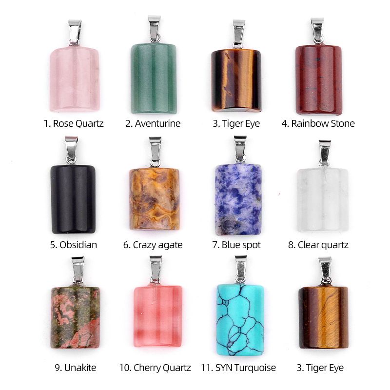 1819-16X24mm cristal ágata jade pingente semicilíndrico, pingente retangular em forma de pão DIY acessórios de jóias