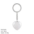 30Mm cristal natural amor chaveiro bonito saco decoração do carro pedra áspera polida pingente de coração de pedra semipreciosa