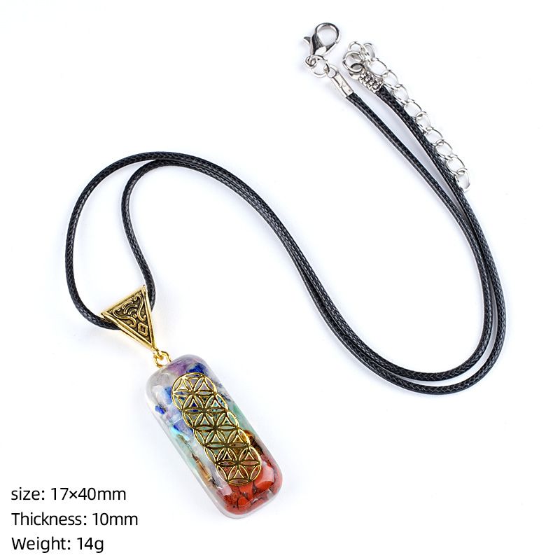 Colar de resina de pedra natural personalizado envoltório epóxi cascalho colorido polígono geométrico redondo pingente de meditação de ioga