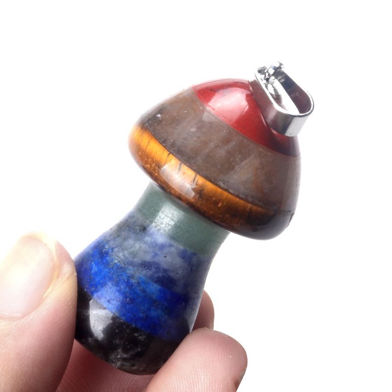 Processo de emenda de cristal natural de cogumelo colorido de venda quente 21X35mm pedra ornamento de jóias por atacado