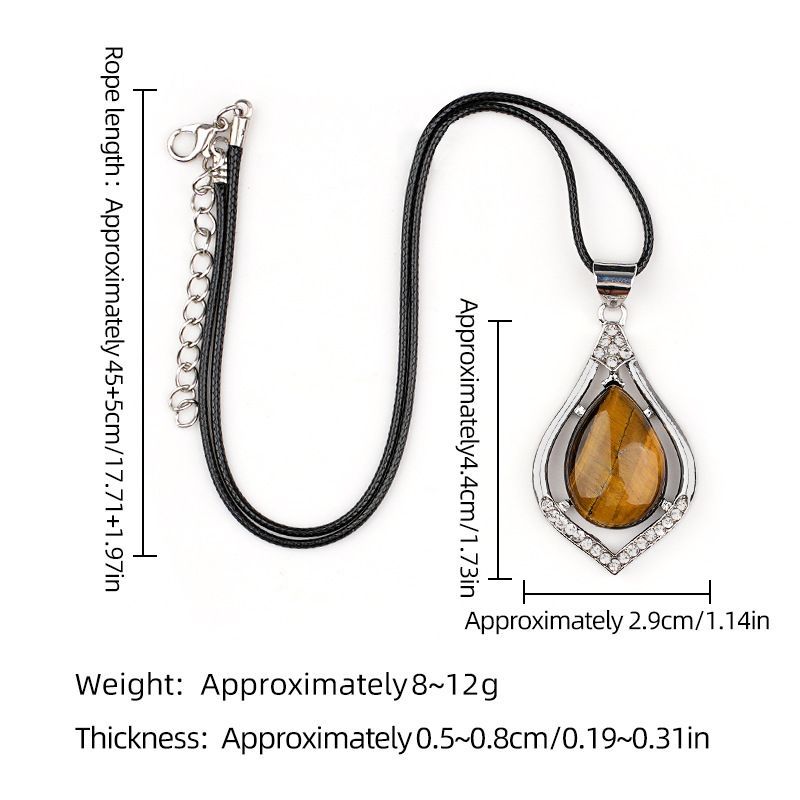 Pingente de gota de água de cabeça de pedra semipreciosa de cristal natural, liga incrustada de pedra preciosa, colar de pingente DIY de concha de abalone.