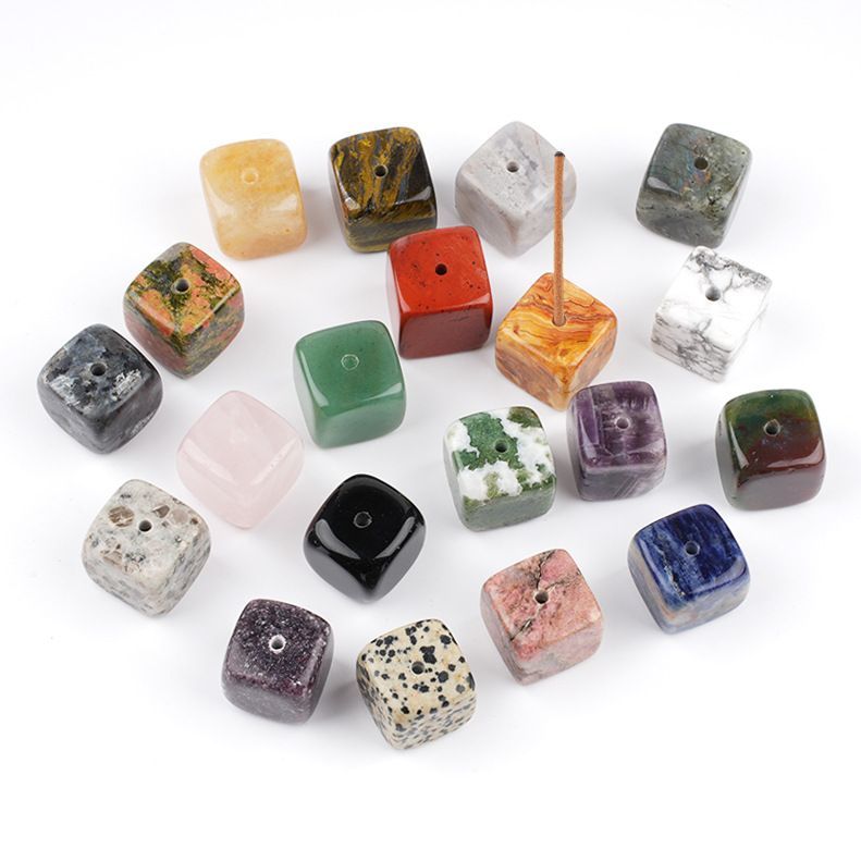 Natural roxo rosa e branco cristal ágata pedra quadrado incenso bandeja linha incenso base cristal aromaterapia pedra incenso inserção ornamento caseiro
