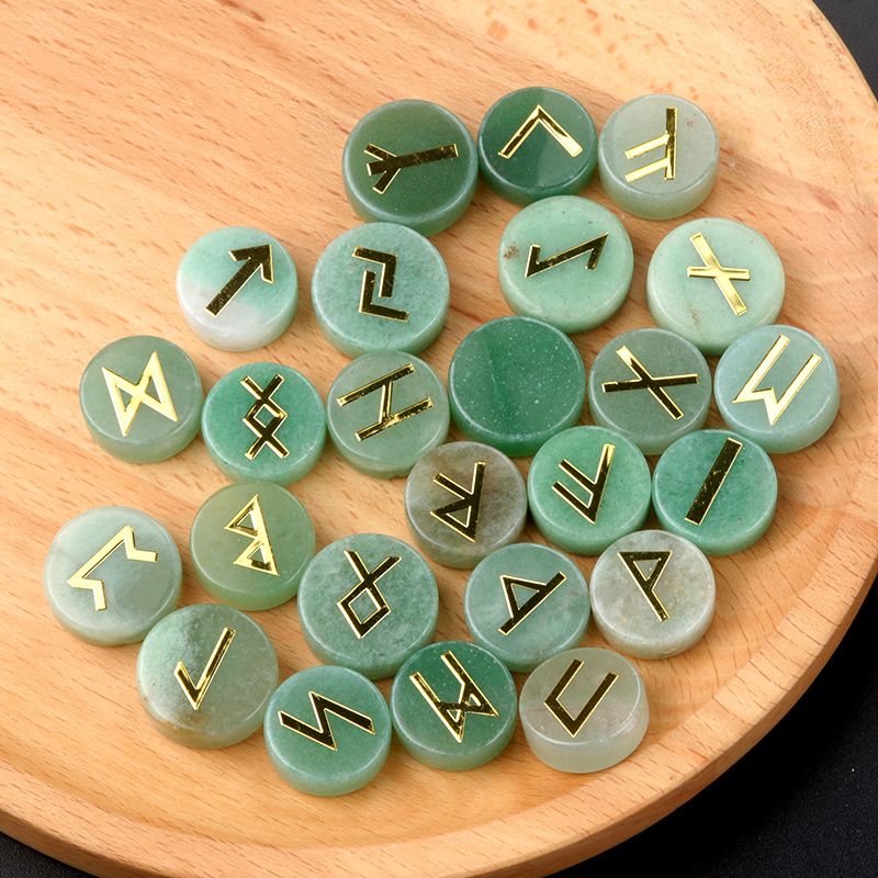 1662-Runes Natural Crystal Agate Luhn Rune Disc Set, Nordic Germanic 25 peças por pacote