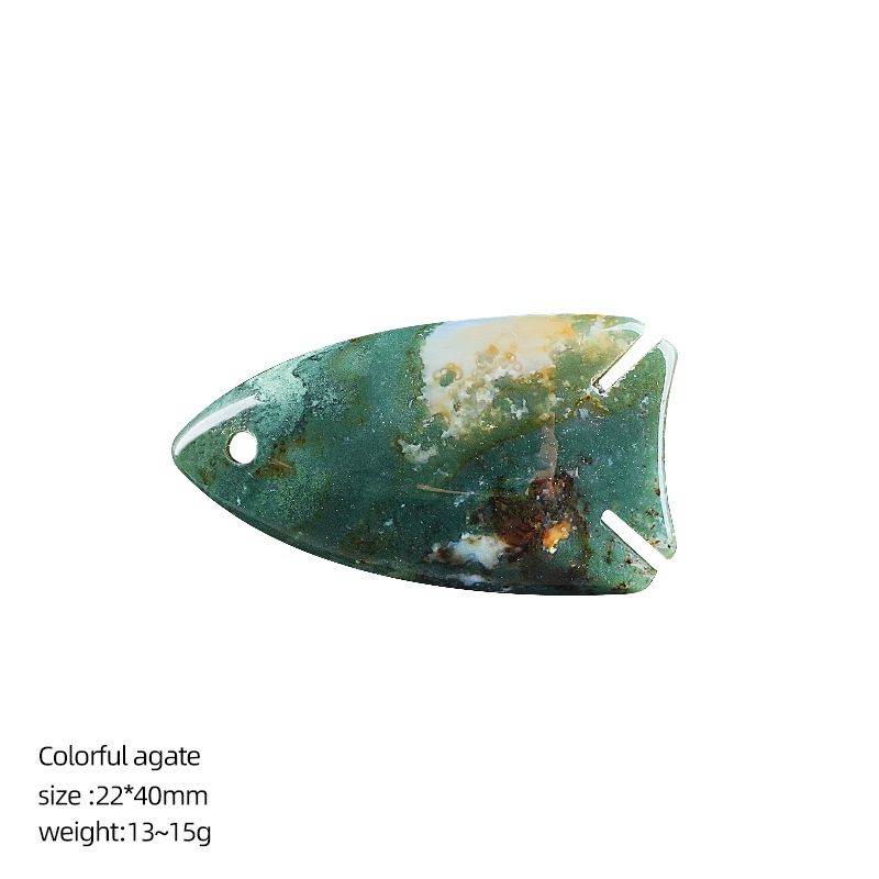 Pingente de peixe pequeno de cristal natural de 40Mm Pingente de colar DIY, gravura em pedra ágata com orifícios acessórios de jóias em forma de peixe