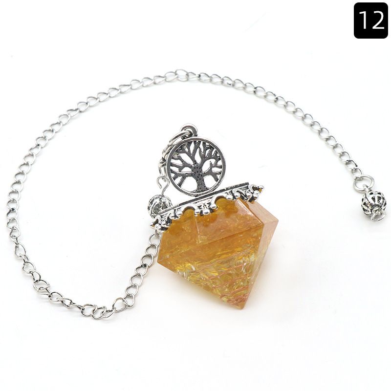 1413-Pêndulo em forma de diamante resina de ágata de cristal natural cascalho pêndulo em forma de diamante