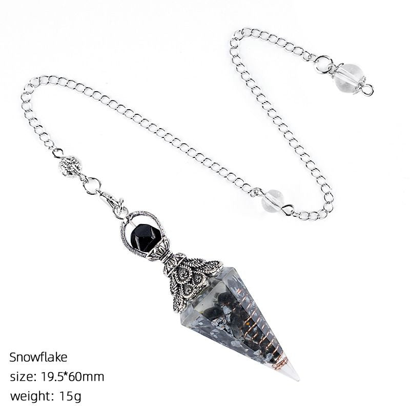 Hot Selling Cristal Natural Pêndulo Receptáculo de Prata Antiga Cone Hexagonal Ponta Única Yoga Meditação Resina de Freqüência Ajustável Pêndulo