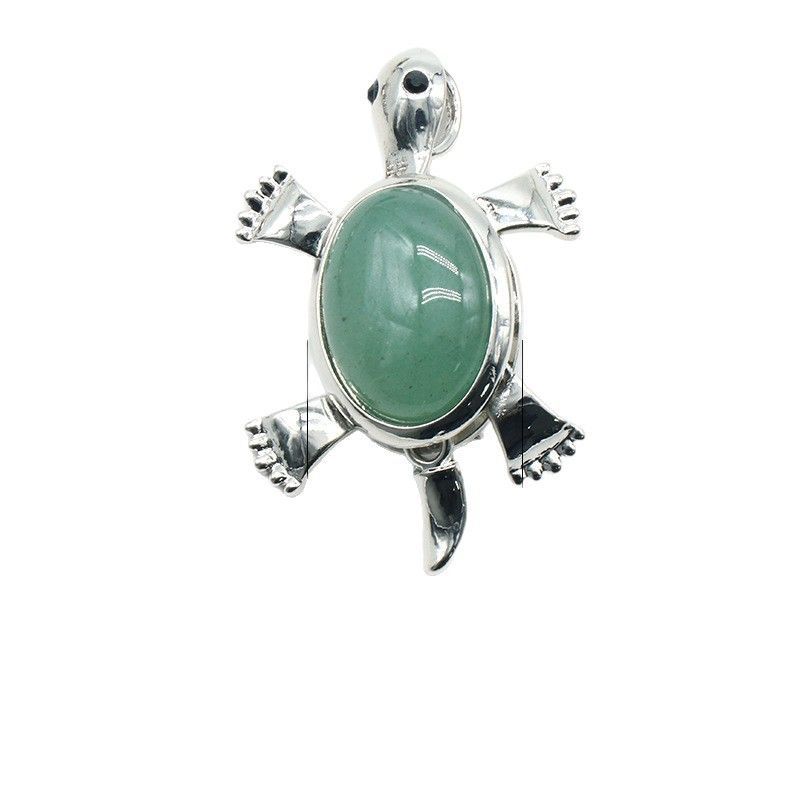 Pingente de broche de tartaruga 1558, acessórios de colar de pingente de pedra preciosa incrustada em liga de cristal natural