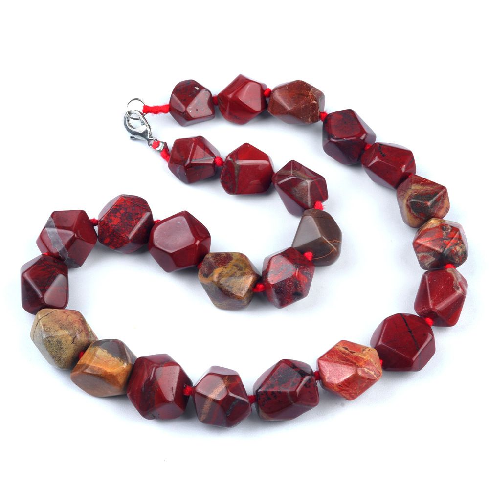 1906-Colar irregular de jade de ágata de cristal natural, pedra bruta polida e polida com colar de forma atada