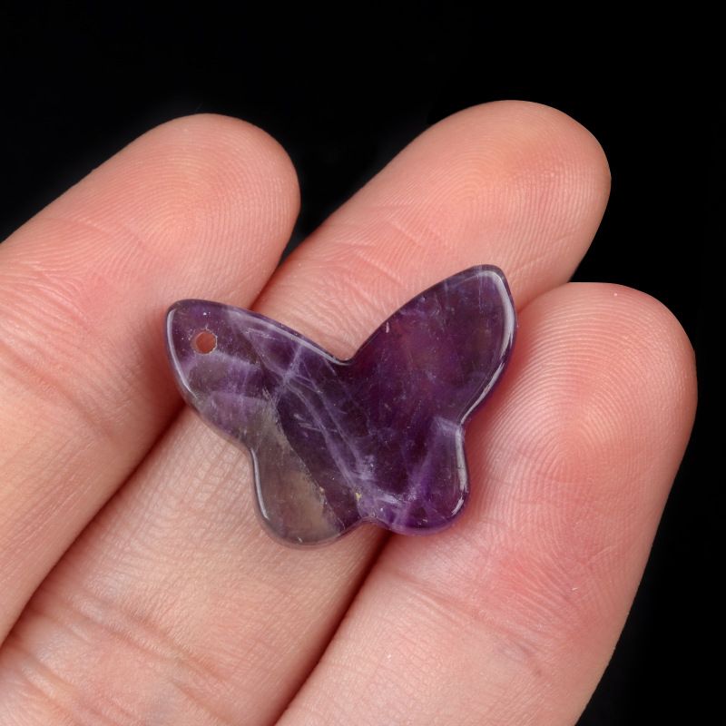 1765-Pingente de borboleta de pedra de ágata de cristal natural DIY pulseira de borboleta de pedra natural acessórios de colar