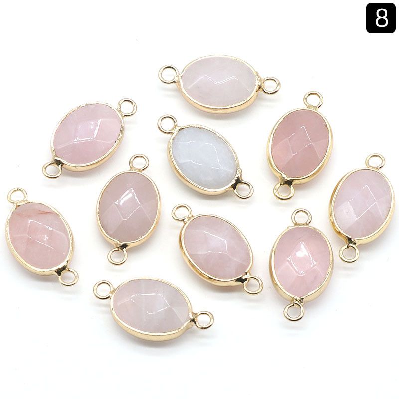 1379-Pingente de seção de bainha oval de ágata de cristal natural colar colar de furo duplo acessórios pulseira módulo